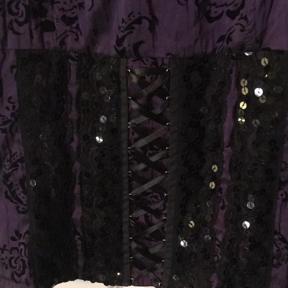 Deep Purple & Black Sequins Bustier - Picture 3 of 11